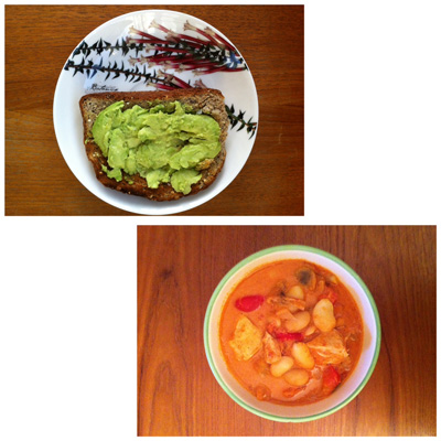 Avocado toast and Butterbean stew