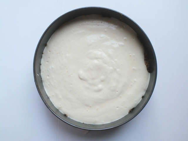 Pour the batter over the crust